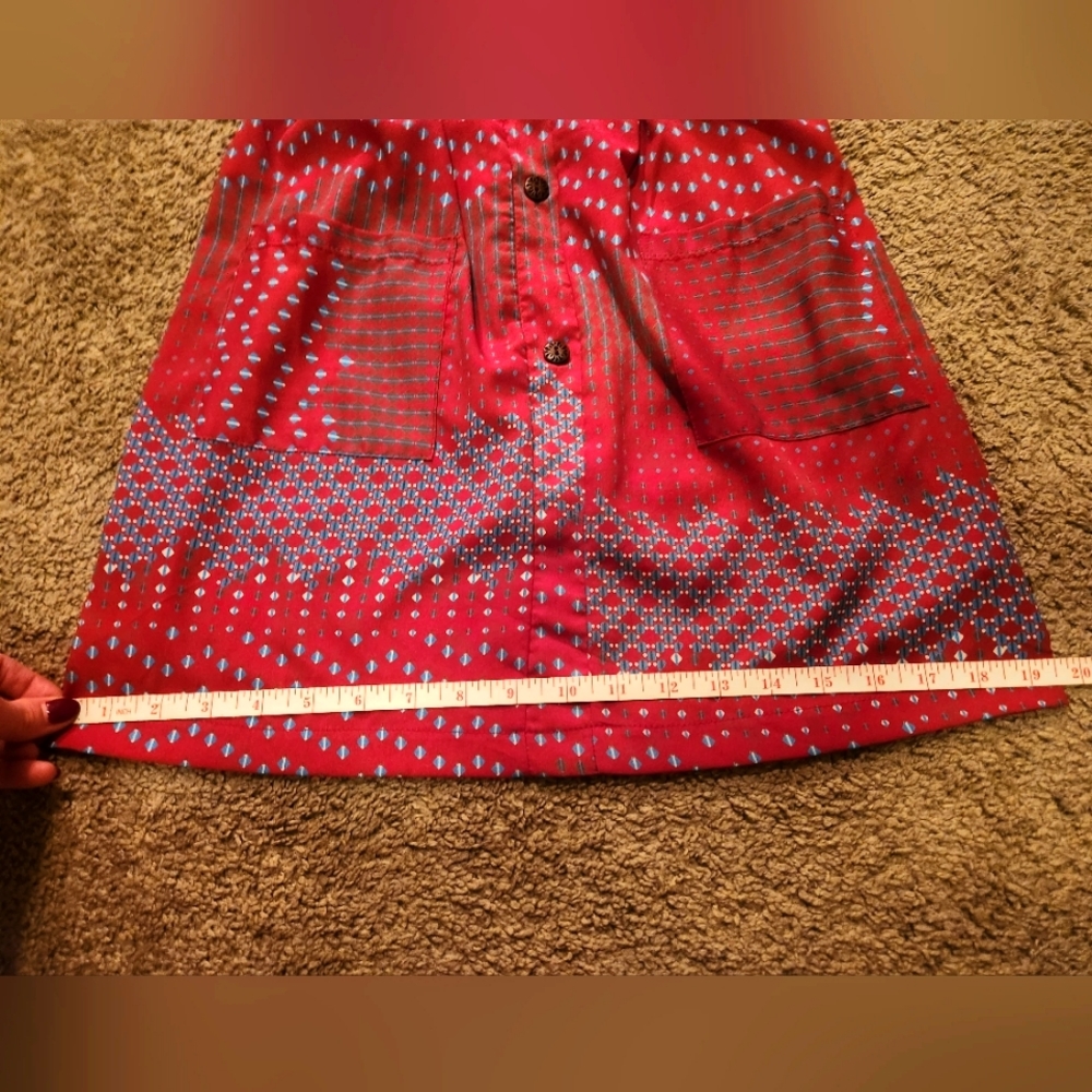 WISH Red Blue Tribal Print Strapless Dress - Picture 7 of 10